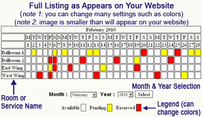 Rental Availability Calendar for Websites