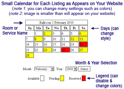 Rental Availability Calendar for Websites